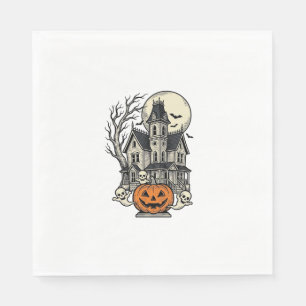 Haunted House Shirt Vintage Engraving Halloween De Napkins