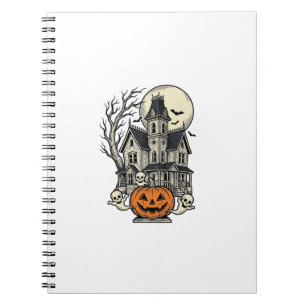 Haunted House Shirt Vintage Engraving Halloween De Notebook