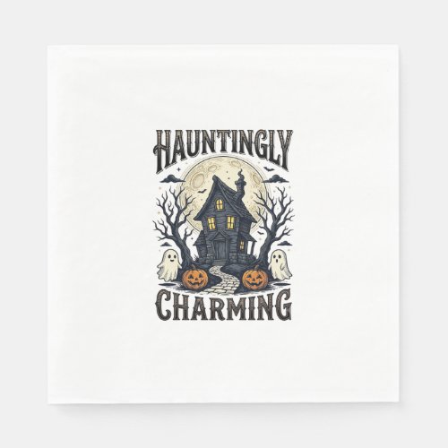 Haunted House Shirt Vintage Halloween Cottage Desi Napkins