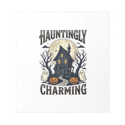 Haunted House Shirt Vintage Halloween Cottage Desi Notepad