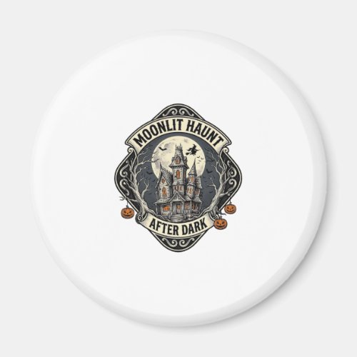 Haunted House Shirt Vintage Halloween Moon Witch D Magnet