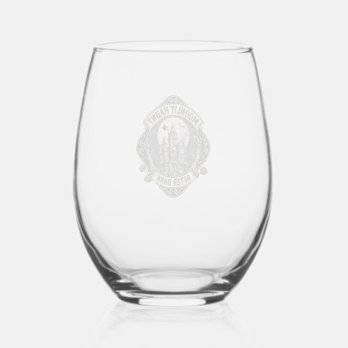 Haunted House Shirt Vintage Halloween Moon Witch D Stemless Wine Glass