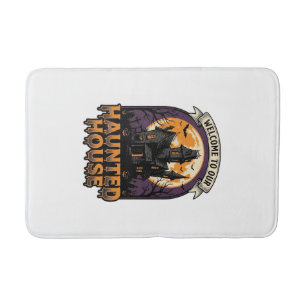 Haunted House Shirt Vintage Halloween Welcome Desi Bath Mat