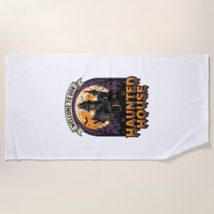 Haunted House Shirt Vintage Halloween Welcome Desi Beach Towel
