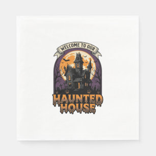Haunted House Shirt Vintage Halloween Welcome Desi Napkins