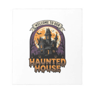 Haunted House Shirt Vintage Halloween Welcome Desi Notepad
