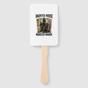 Haunted House Shirt Vintage Monster Manor Design Hand Fan