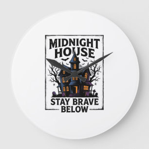Haunted House Shirt Vintage Spooky Night Design_1 Large Clock