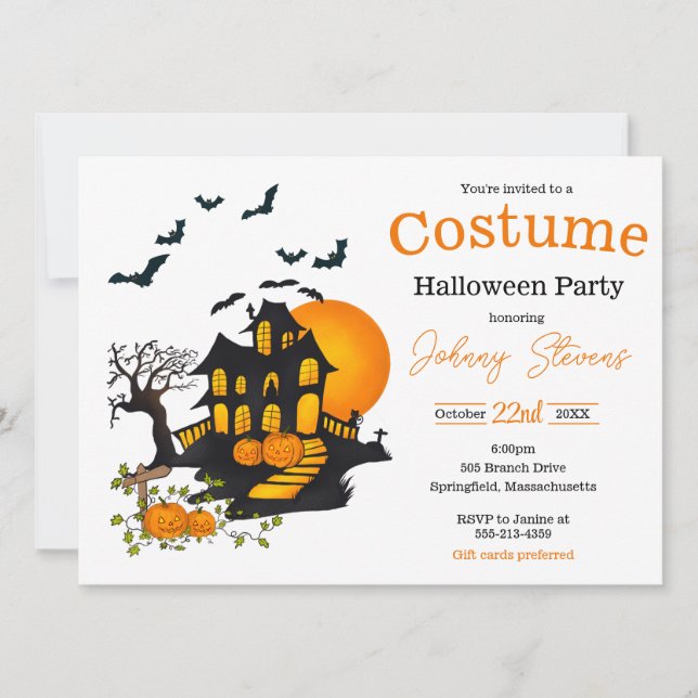 Haunted House Simple Halloween Costume Party  Card (Front)