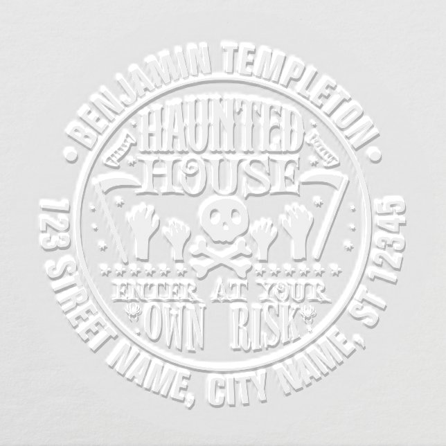 Haunted House Skull Crossbones Name Address Embosser (Design)