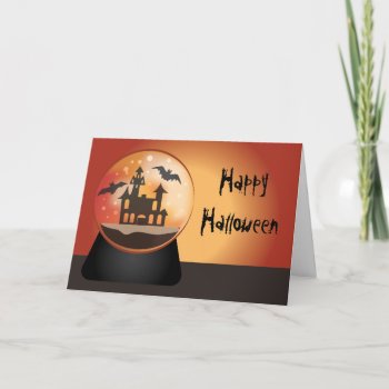 Haunted House Snow Globe Halloween Greeting Card by nyxxie at Zazzle