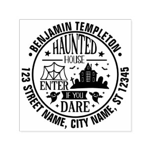 Haunted House Spider Webs Ghosts Name Address Self-inking Stamp