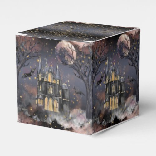 Haunted House  Spooky Full Moon Tree and Bats Favor Boxes