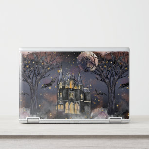 Haunted House Spooky Full Moon Tree and Bats HP Laptop Skin