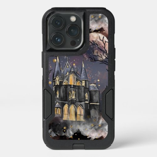 Haunted House  Spooky Full Moon Tree and Bats iPhone 13 Pro Case