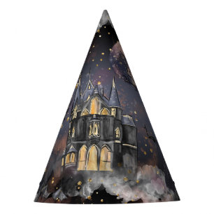 Haunted House Spooky Full Moon Tree and Bats Party Hat