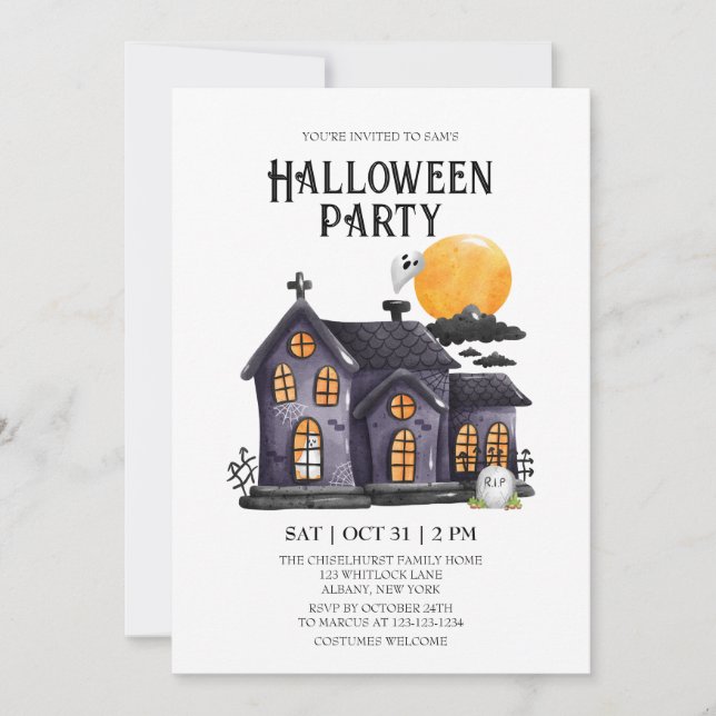 Haunted House Spooky Ghost Halloween Party Invitation (Front)