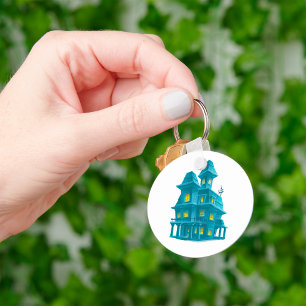 Haunted House Spooky Halloween Ghost Mansion Keychain