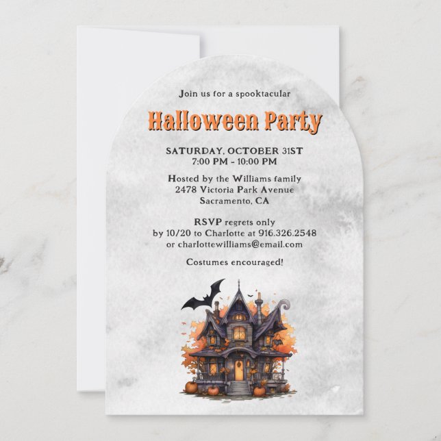 Haunted House Spooky Pumpkin Halloween Party Invitation (Front)