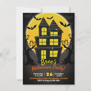 Haunted House & Spooky Trees Halloween Party Invitation