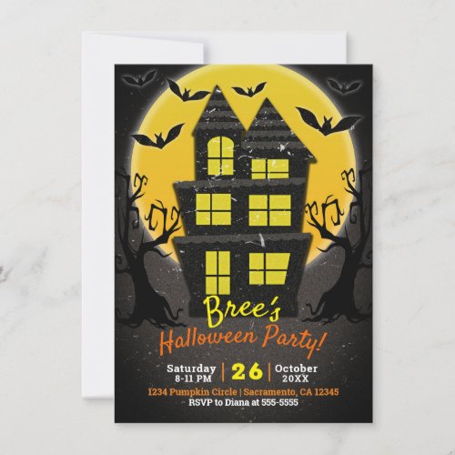 Haunted House  Spooky Trees Halloween Party  Invitation