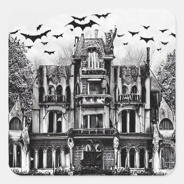 Haunted House Square Sticker (Front)