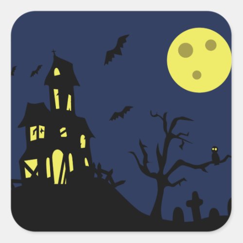 Haunted House Square Sticker