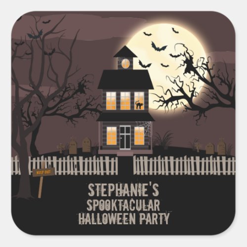 Haunted House Square Sticker