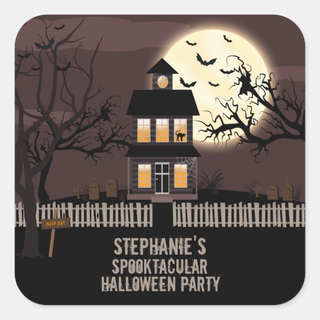 Haunted House Square Sticker (Front)