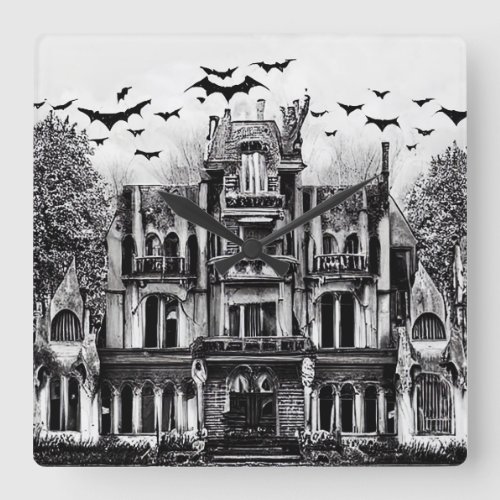 Haunted House Square Wall Clock