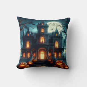 Haunted House Throw Pillow