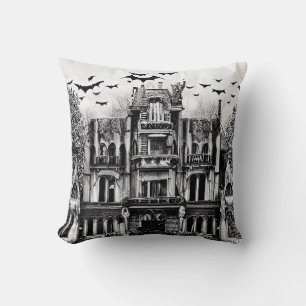 Haunted House Throw Pillow
