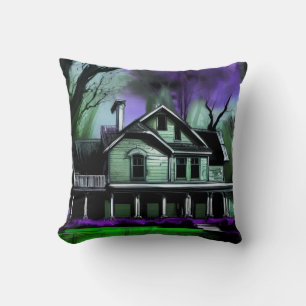 Haunted House Throw Pillow