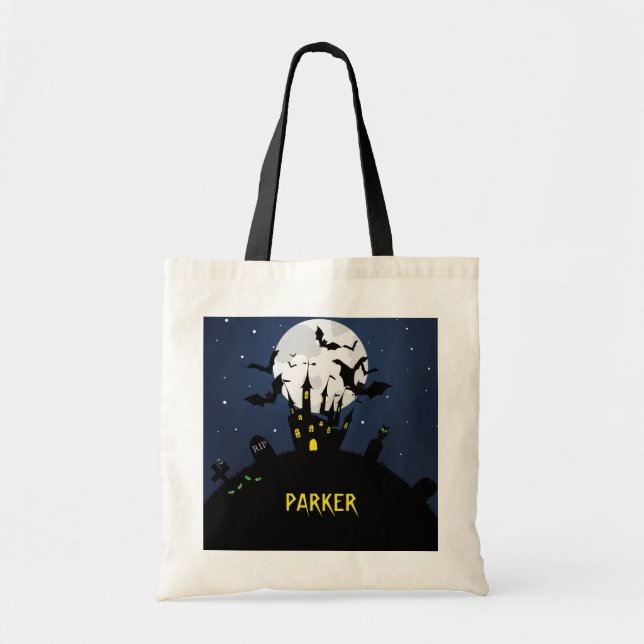 Haunted House Trick or Treat Tote Bag (Front)