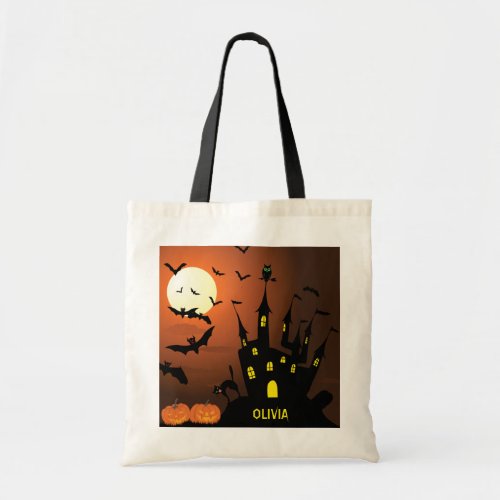 Haunted House Trick or Treat Tote Bag
