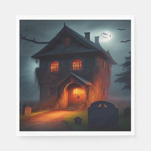 Haunted House Under a Full Moon Napkins