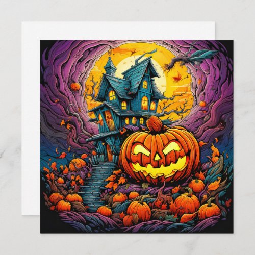 Haunted House Under the Full Moon Card