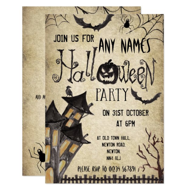 Haunted House Vintage Halloween Party Invitations