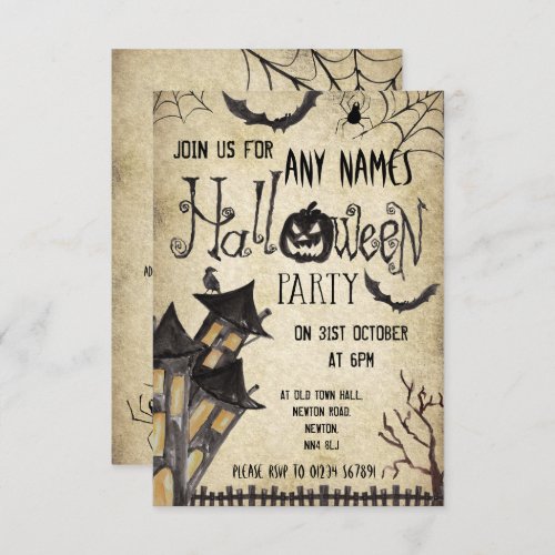 Haunted House Vintage Halloween Party Invitations