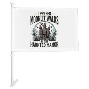 Haunted House Walks Funny Vintage Halloween Tee Car Flag