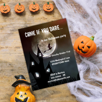 Haunted House, Witch and Full Moon Halloween