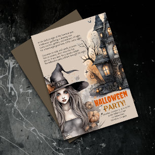 Haunted House Witch Halloween Poem Invitation
