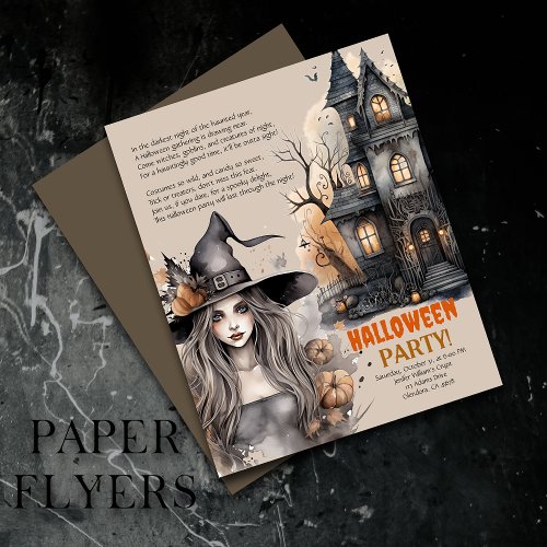 Haunted House  Witch Halloween Poem Invitation Flyer