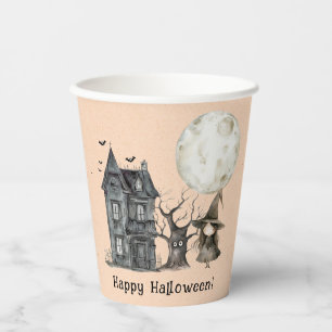 Haunted House Witch Spooky Halloween Party Paper Cups