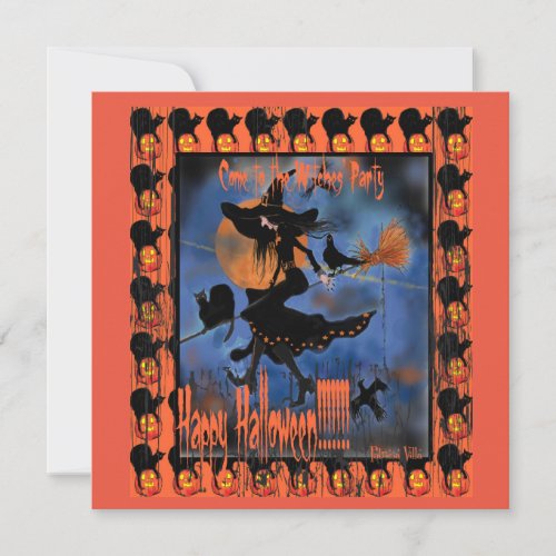 Haunted House Witches Halloween Party Invitation