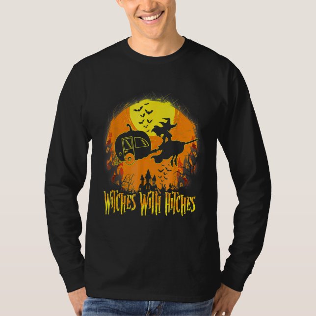 Haunted House Witches With Hitches Happy Halloween T-Shirt (Front)