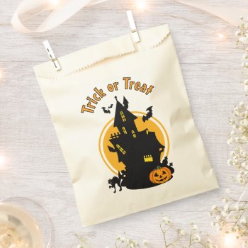 Haunted House With Bats Trick Or Treat Favor Bag by FalconsEye at Zazzle