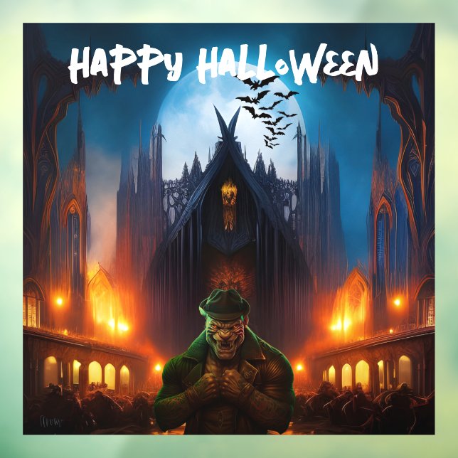 Haunted House with Creepy Monster Window Cling (Sheet 3)