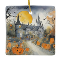 Haunted House with Pumpkins