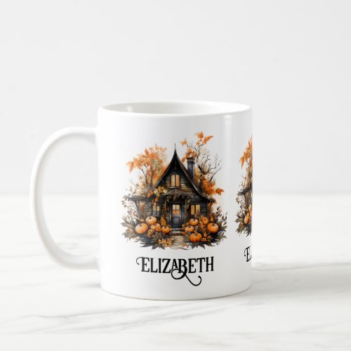 Haunted House with Pumpkins Halloween Coffee Mug